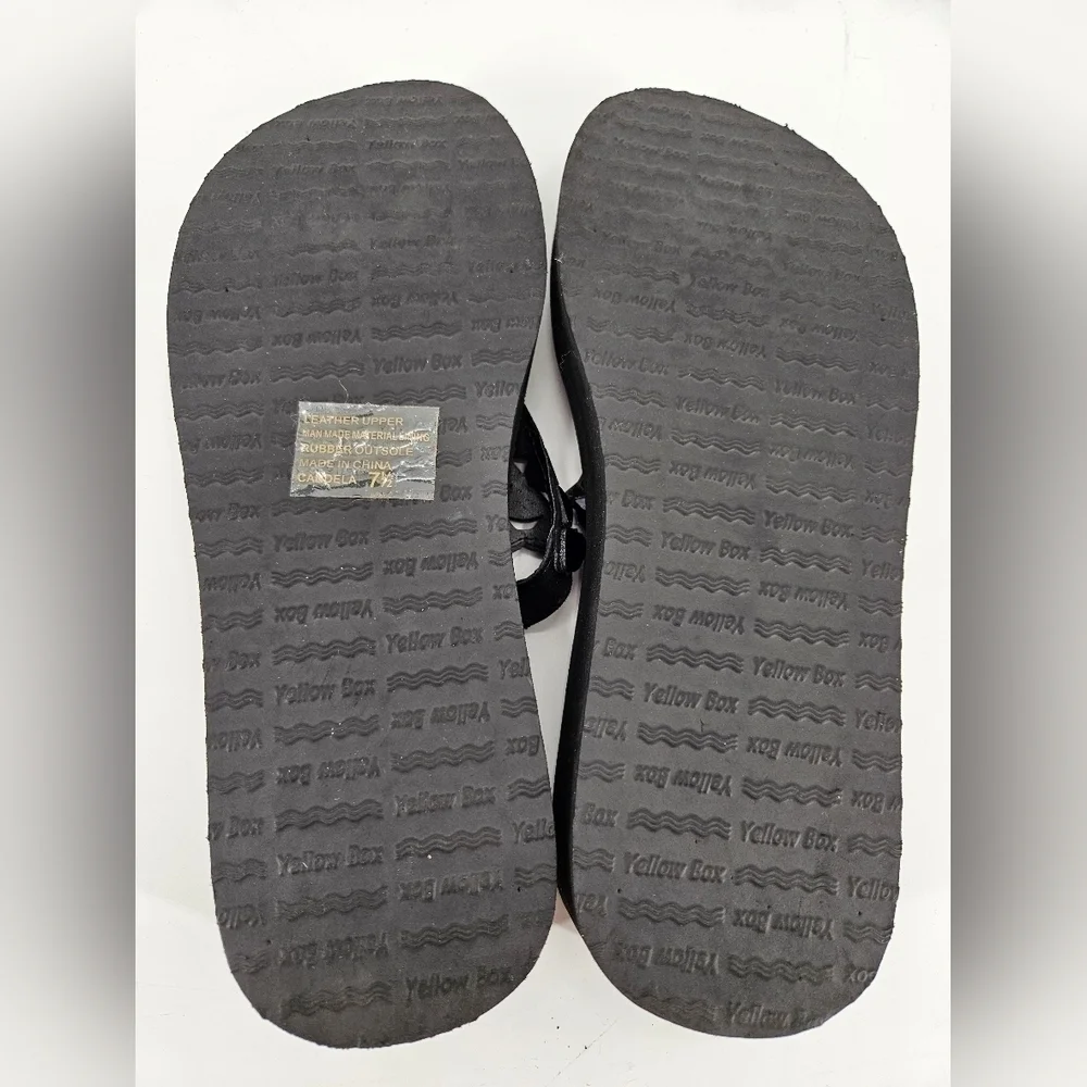 Yellow Box CANDELA BLACK Stone Bling Flip Flops Wedge Sandals Sz 7.5 - Picture 3 of 4